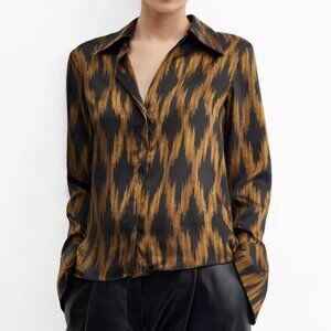 Mango Satin Print Shirt like New